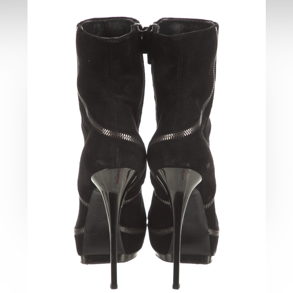 GUCCI black suede platform boots booties with zipper accents - Picture 4 of 8